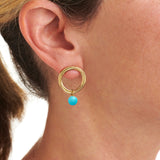 Vertigo Large Golden Turquoise Hoop Earrings
