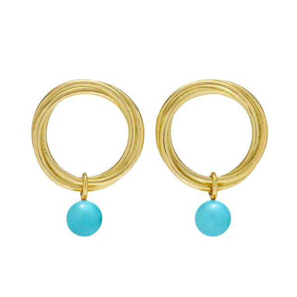 Vertigo Large Golden Turquoise Hoop Earrings