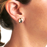 Gogo Black and White Stud Earrings with Detachable Onyx Flower Drops