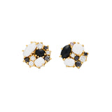 Gogo Black and White Stud Earrings with Detachable Onyx Flower Drops
