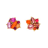 Gogo Coral and Pink Sapphire Stud Earrings