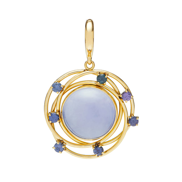 Nest Blue Chalcedony and Color Change Garnet Pendant