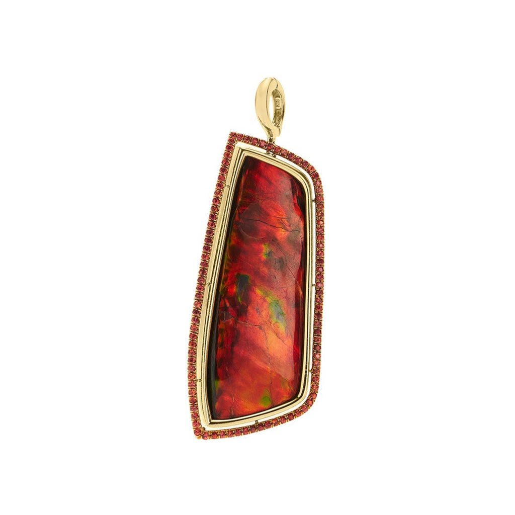 Ammolite Pendant with Orange Sapphires