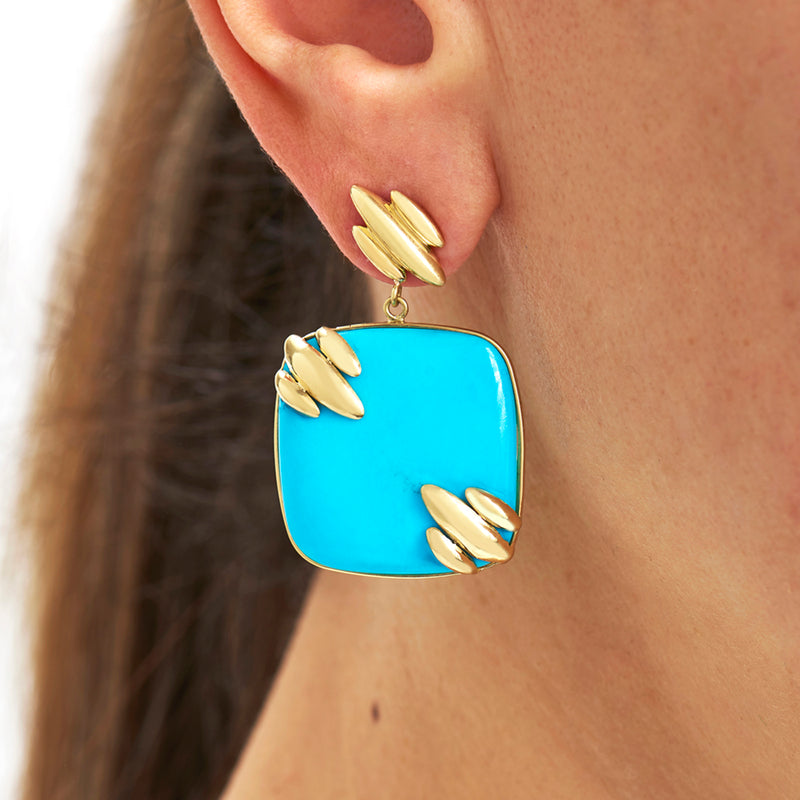 Jojo Turquoise Cushion Earrings