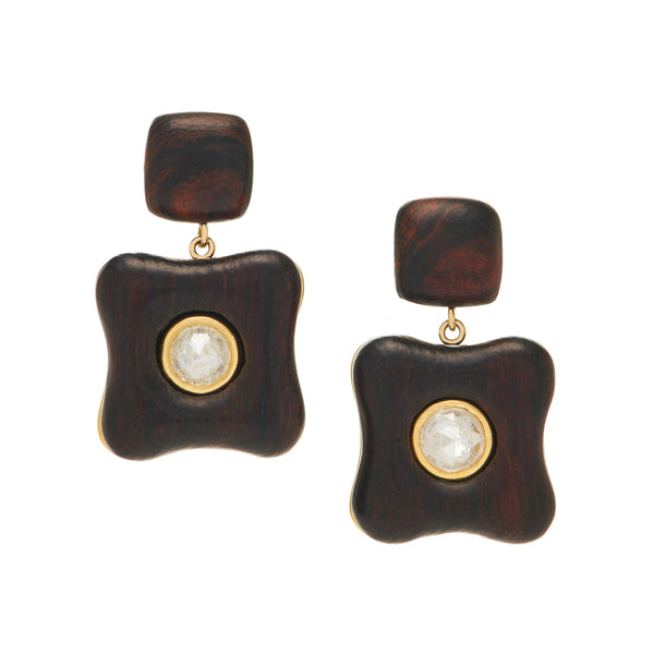 Maxi Draper Rosecut Diamonds and Iron Wood  Earrings