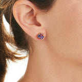 Gogo Purple, Pink, and Blue Stud Earrings with Detachable Lavender Quartz Drops