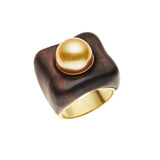 Maxi Draper Golden Pearl and Wood Ring