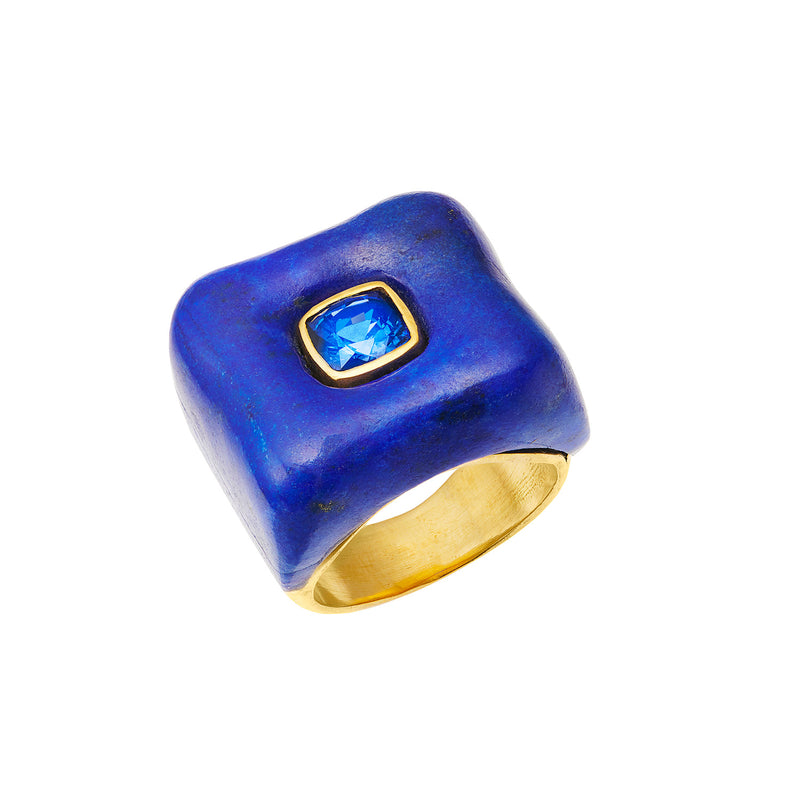 Maxi Draper Blue Sapphire & Lapis Ring