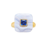 Demi Draper Blue Sapphire & Blue Lace Agate Ring