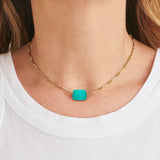 15 1/2" Signature Micro-Link Chain with Turquoise