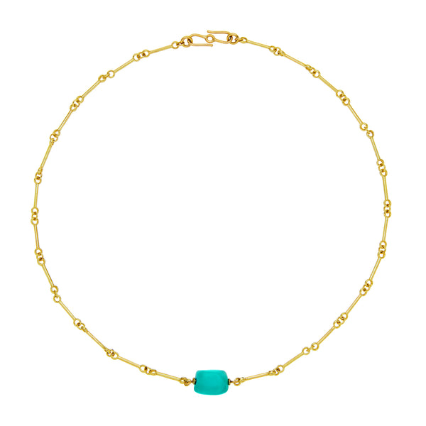 15 1/2" Signature Micro-Link Chain with Turquoise