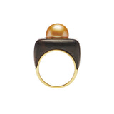 Maxi Draper Golden Pearl and Wood Ring