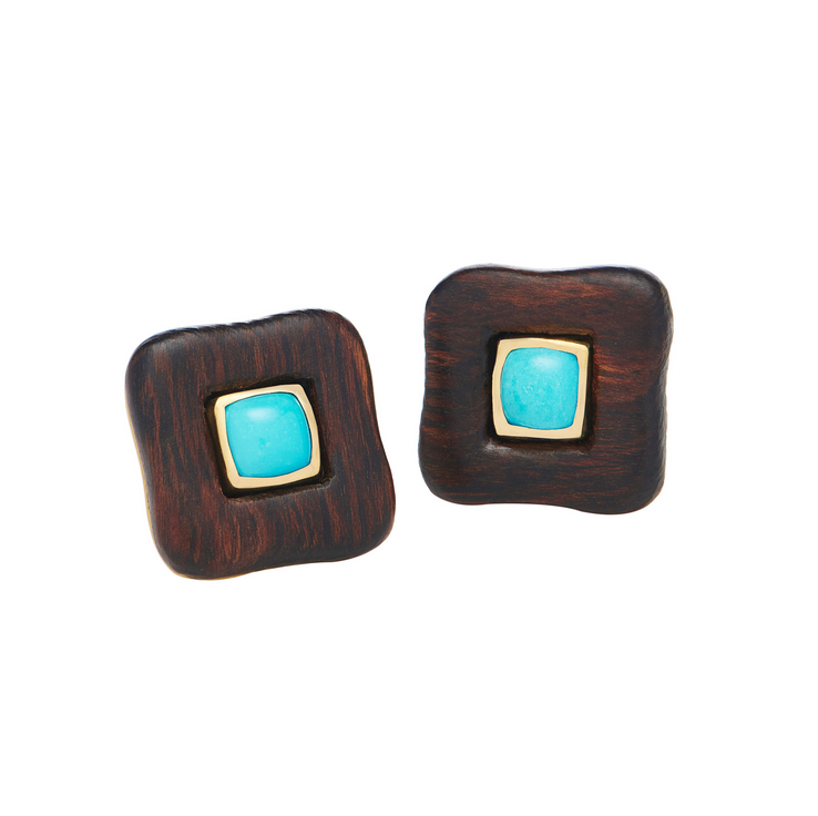 Demi Draper Turquoise & Wood Earrings